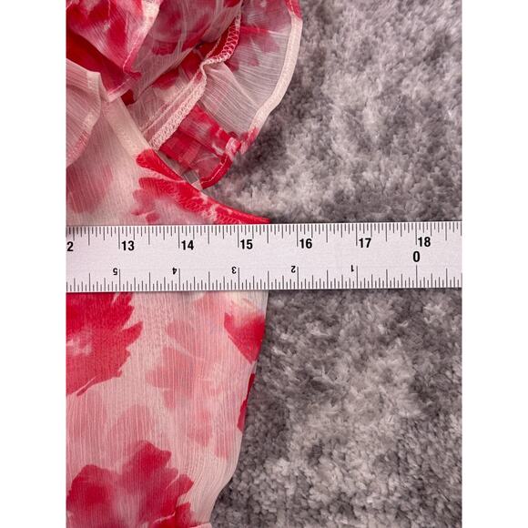 New MISA Los Angeles Dress Medium Womens Floral Ruffle Off The Shoulder Mini - Picture 4 of 8